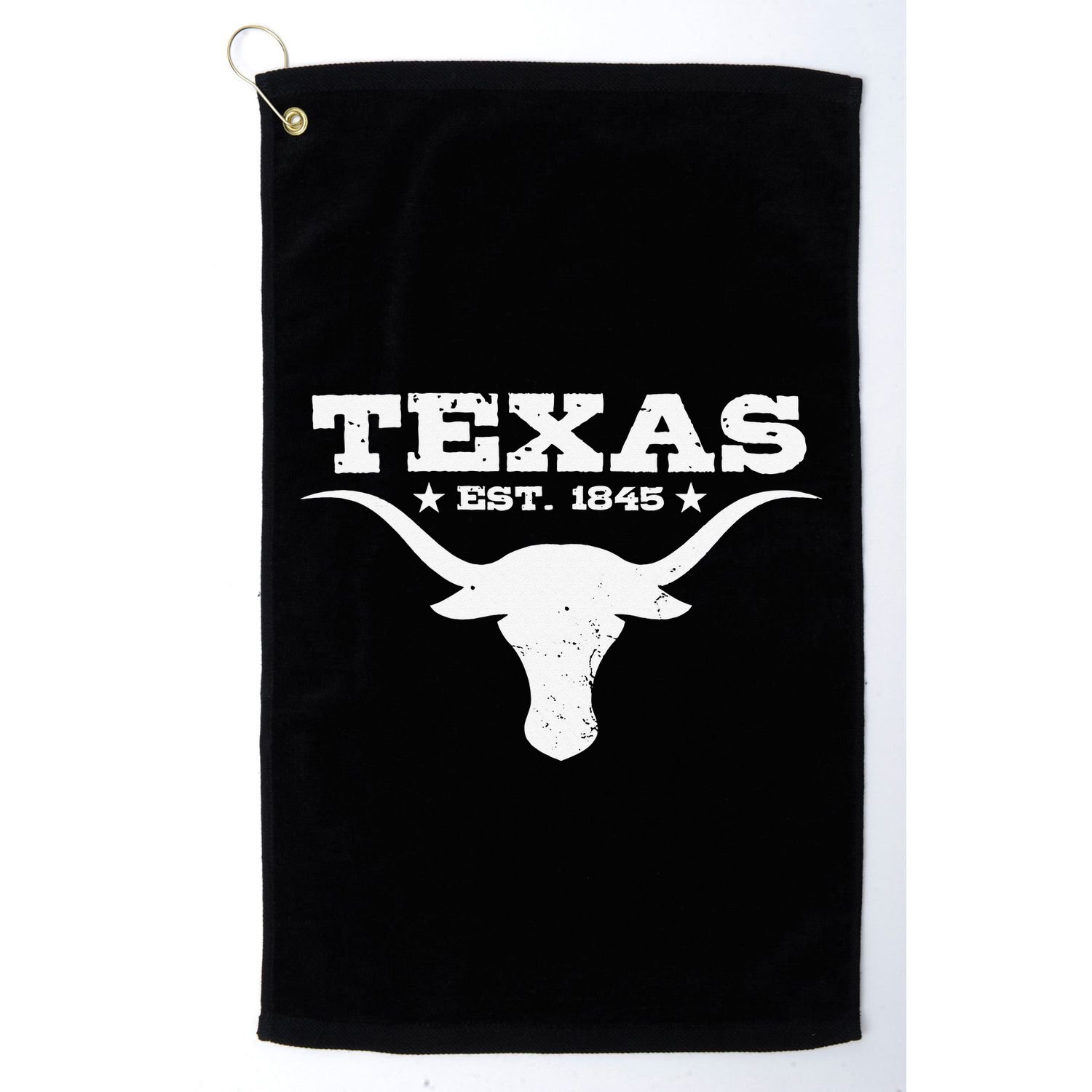 Vintage Texas Distressed Est. 1845 Longhorn Bull Golf Towel