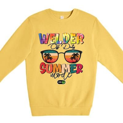 Vintage Tie Dye Welder Off Duty Summer Vacay Mode On Gift Premium Crewneck Sweatshirt