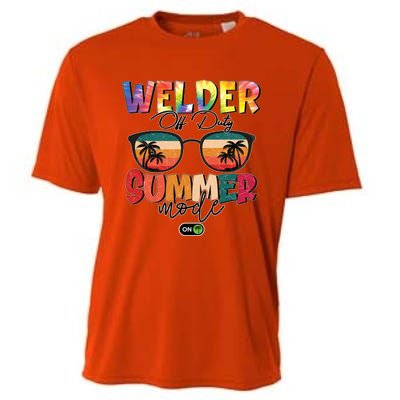 Vintage Tie Dye Welder Off Duty Summer Vacay Mode On Gift Cooling Performance Crew T-Shirt