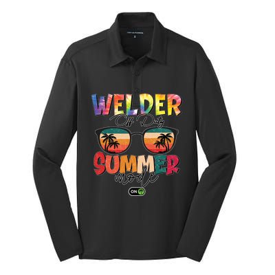 Vintage Tie Dye Welder Off Duty Summer Vacay Mode On Gift Silk Touch Performance Long Sleeve Polo