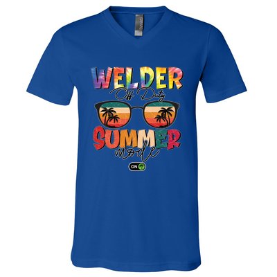 Vintage Tie Dye Welder Off Duty Summer Vacay Mode On Gift V-Neck T-Shirt