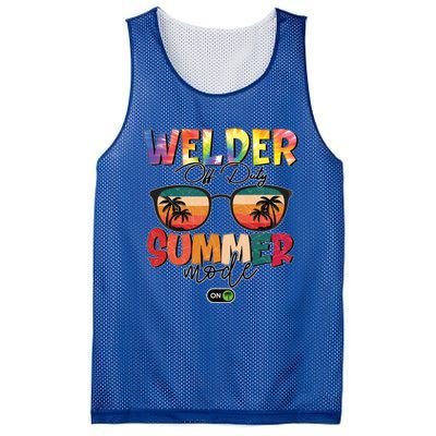 Vintage Tie Dye Welder Off Duty Summer Vacay Mode On Gift Mesh Reversible Basketball Jersey Tank