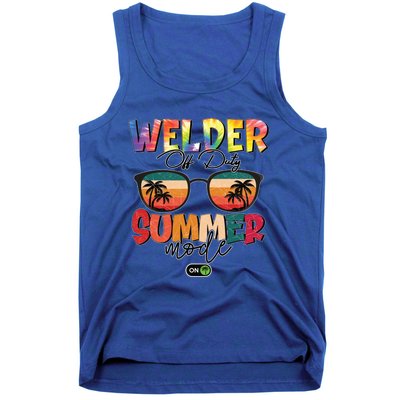 Vintage Tie Dye Welder Off Duty Summer Vacay Mode On Gift Tank Top