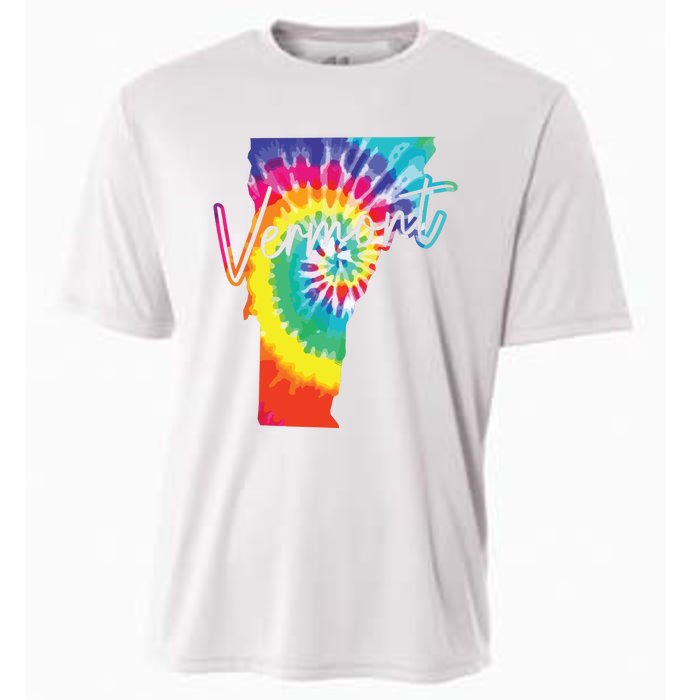 Vermont Tie Dye State Map Pride Hippie Vintage Retro Cooling Performance Crew T-Shirt