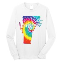 Vermont Tie Dye State Map Pride Hippie Vintage Retro Long Sleeve Shirt