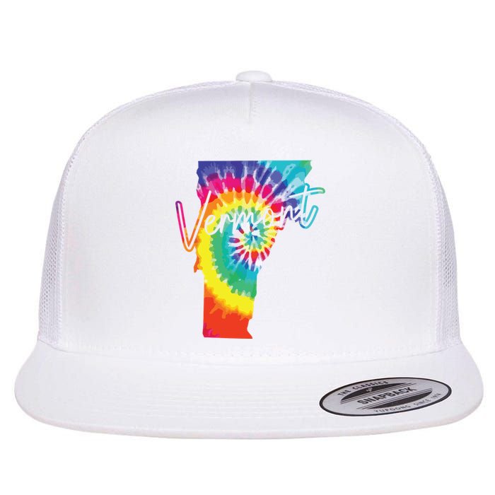 Vermont Tie Dye State Map Pride Hippie Vintage Retro Flat Bill Trucker Hat