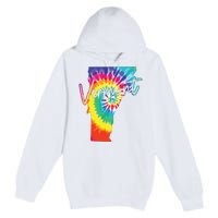 Vermont Tie Dye State Map Pride Hippie Vintage Retro Premium Pullover Hoodie