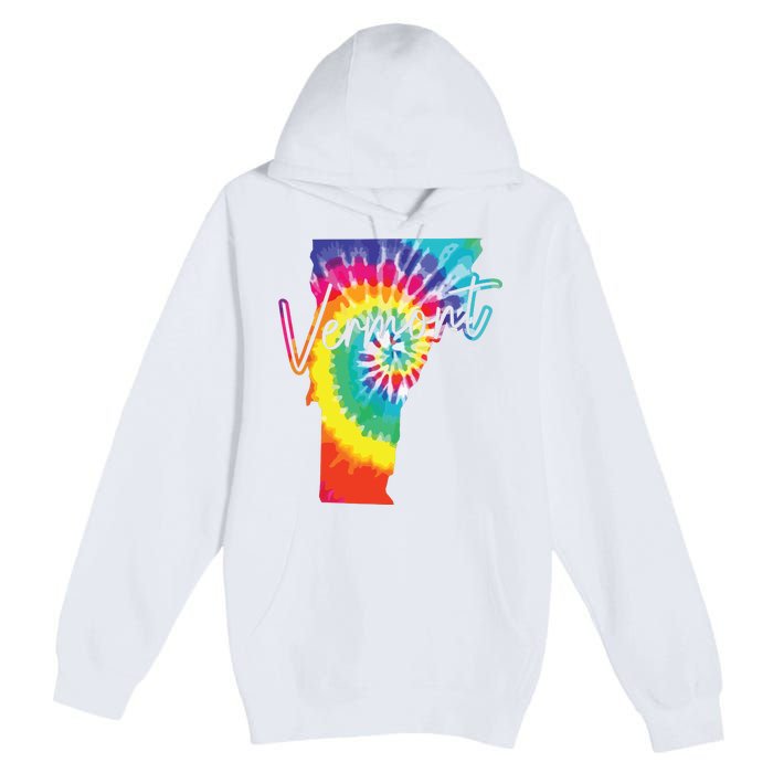 Vermont Tie Dye State Map Pride Hippie Vintage Retro Premium Pullover Hoodie