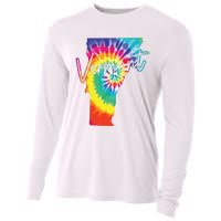 Vermont Tie Dye State Map Pride Hippie Vintage Retro Cooling Performance Long Sleeve Crew