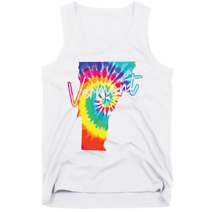 Vermont Tie Dye State Map Pride Hippie Vintage Retro Tank Top