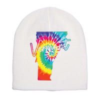 Vermont Tie Dye State Map Pride Hippie Vintage Retro Short Acrylic Beanie