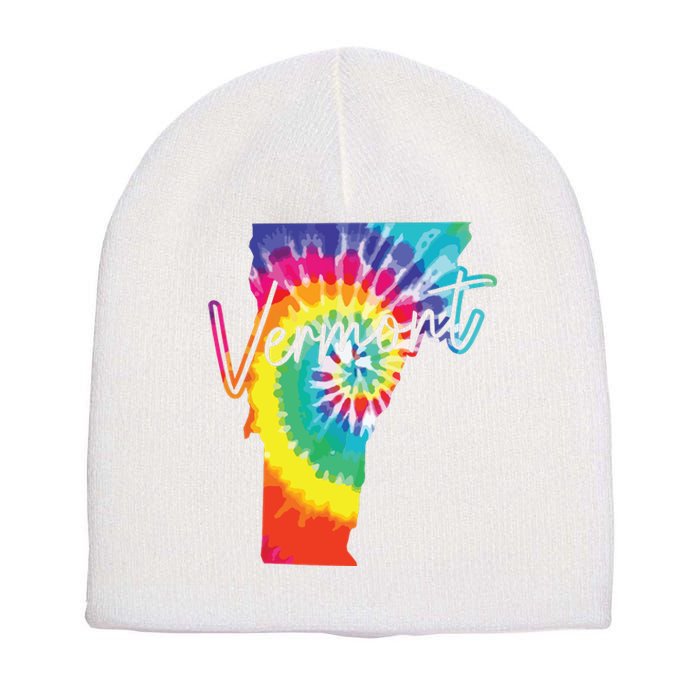 Vermont Tie Dye State Map Pride Hippie Vintage Retro Short Acrylic Beanie