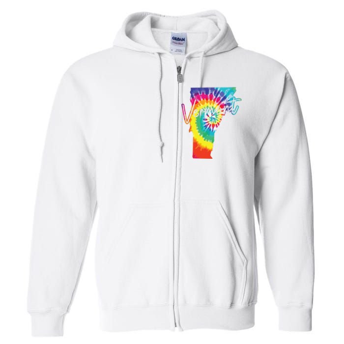 Vermont Tie Dye State Map Pride Hippie Vintage Retro Full Zip Hoodie