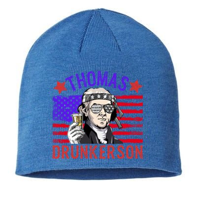 Vintage Thomas Drunkerson Patriotic 4th Of July Flag Funny Gift Sustainable Beanie