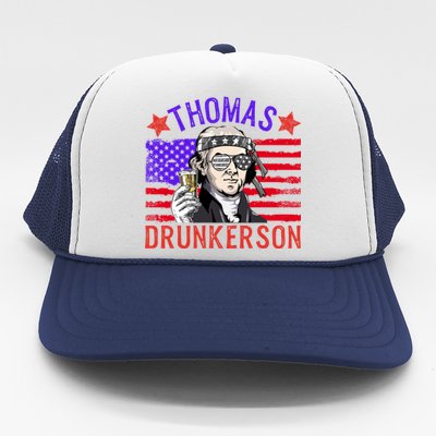 Vintage Thomas Drunkerson Patriotic 4th Of July Flag Funny Gift Trucker Hat