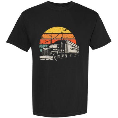 Vintage Truck Driver Gift Retro Sun Driving Trucker Garment-Dyed Heavyweight T-Shirt