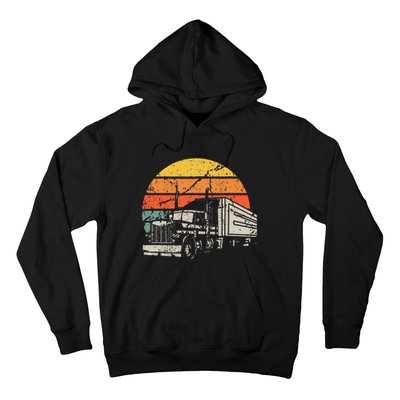 Vintage Truck Driver Gift Retro Sun Driving Trucker Hoodie