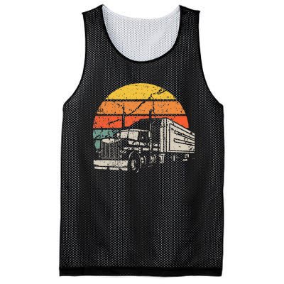 Vintage Truck Driver Gift Retro Sun Driving Trucker Mesh Reversible Basketball Jersey Tank