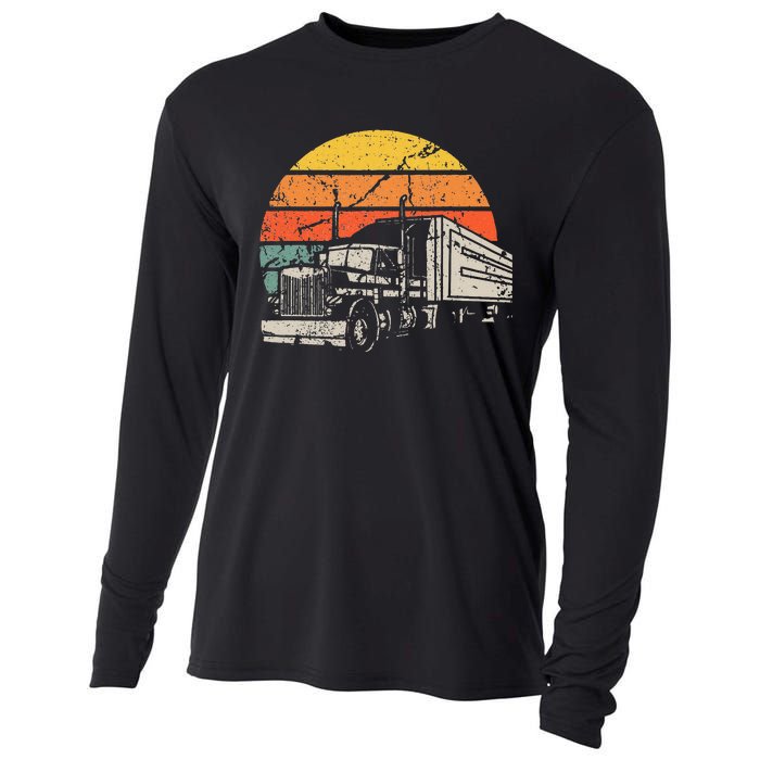 Vintage Truck Driver Gift Retro Sun Driving Trucker Cooling Performance Long Sleeve Crew