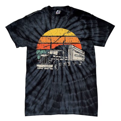 Vintage Truck Driver Gift Retro Sun Driving Trucker Tie-Dye T-Shirt