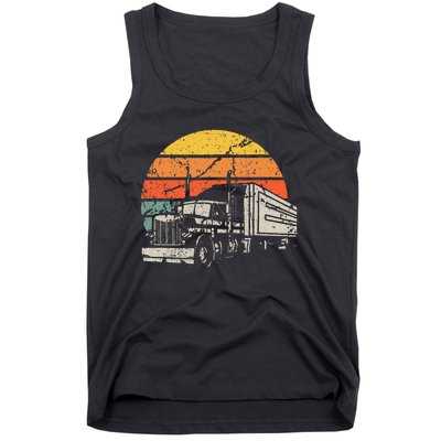 Vintage Truck Driver Gift Retro Sun Driving Trucker Tank Top