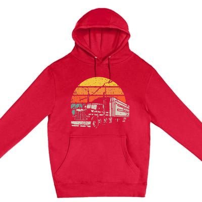 Vintage Truck Driver Gift Retro Sun Driving Trucker Premium Pullover Hoodie