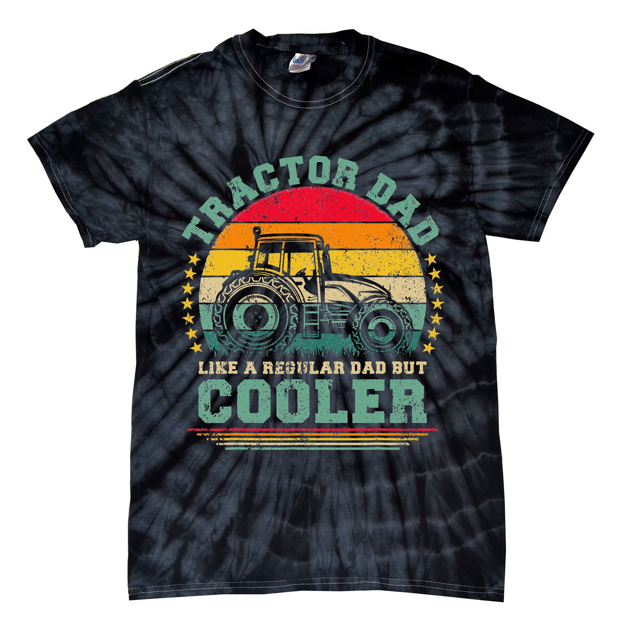 Vintage Tractor Dad Like A Regular Dad Tractor Father's Day Tie-Dye T-Shirt