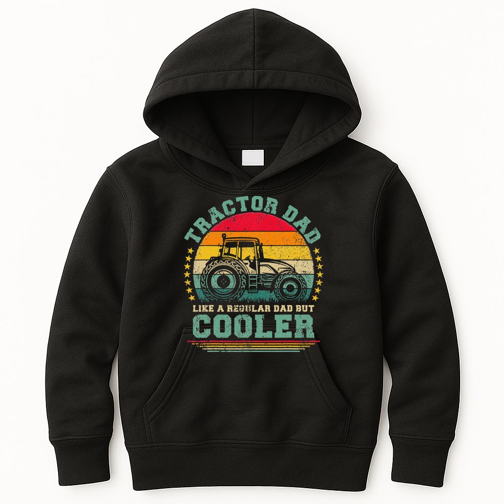 Vintage Tractor Dad Like A Regular Dad Tractor Father's Day Kids Hoodie