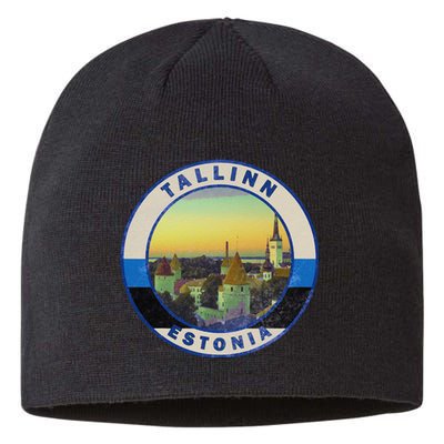 Vintage Tallinn Estonia Retro European City Sustainable Beanie