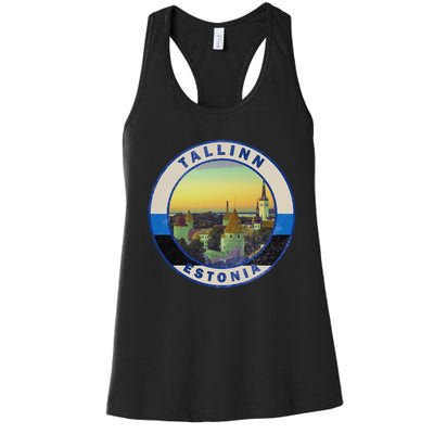 Vintage Tallinn Estonia Retro European City Women's Racerback Tank