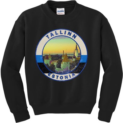 Vintage Tallinn Estonia Retro European City Kids Sweatshirt