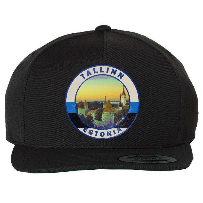 Vintage Tallinn Estonia Retro European City Wool Snapback Cap