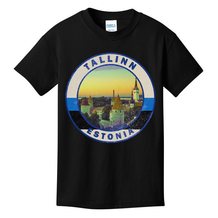 Vintage Tallinn Estonia Retro European City Kids T-Shirt