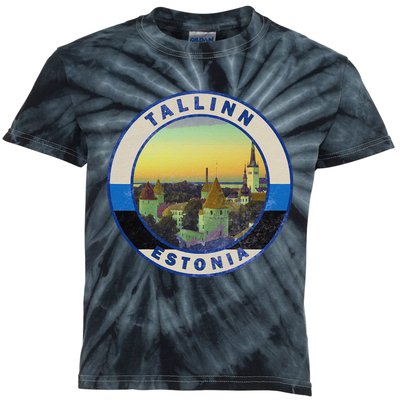 Vintage Tallinn Estonia Retro European City Kids Tie-Dye T-Shirt