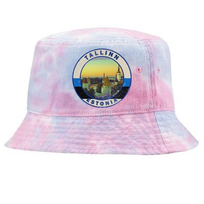 Vintage Tallinn Estonia Retro European City Tie-Dyed Bucket Hat