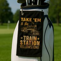 Vintage Take Em To The Train Station Golf Towel