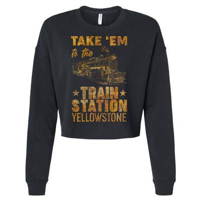 Vintage Take Em To The Train Station Cropped Pullover Crew