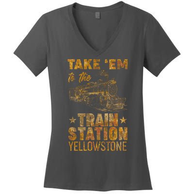 Vintage Take Em To The Train Station Women's V-Neck T-Shirt