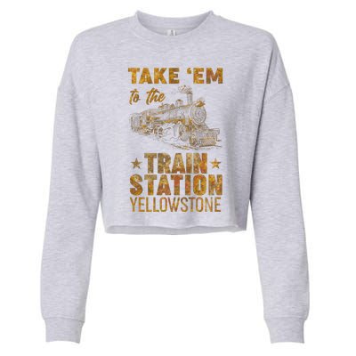 Vintage Take Em To The Train Station Cropped Pullover Crew