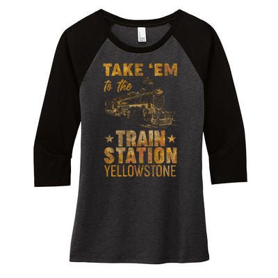 Vintage Take Em To The Train Station Women's Tri-Blend 3/4-Sleeve Raglan Shirt