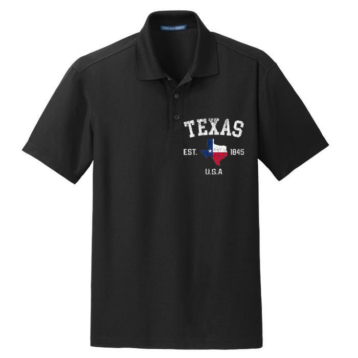 Vintage Texas Est 1845 Texas State Flag Map Texan Pride Dry Zone Grid Polo