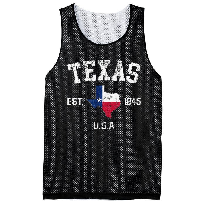 Vintage Texas Est 1845 Texas State Flag Map Texan Pride Mesh Reversible Basketball Jersey Tank