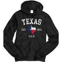 Vintage Texas Est 1845 Texas State Flag Map Texan Pride Tie Dye Hoodie