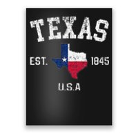 Vintage Texas Est 1845 Texas State Flag Map Texan Pride Poster