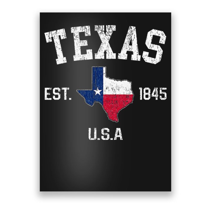 Vintage Texas Est 1845 Texas State Flag Map Texan Pride Poster