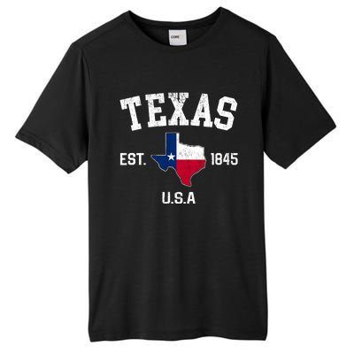 Vintage Texas Est 1845 Texas State Flag Map Texan Pride Tall Fusion ChromaSoft Performance T-Shirt