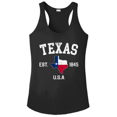 Vintage Texas Est 1845 Texas State Flag Map Texan Pride Ladies PosiCharge Competitor Racerback Tank