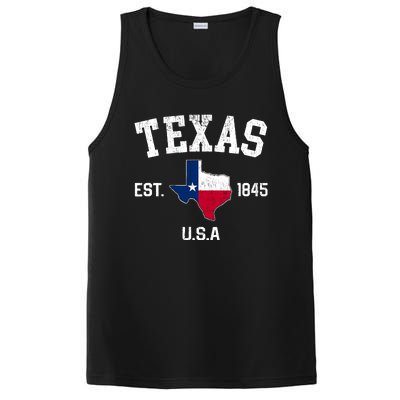 Vintage Texas Est 1845 Texas State Flag Map Texan Pride PosiCharge Competitor Tank