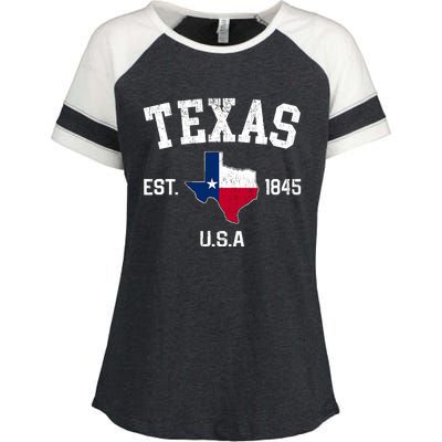 Vintage Texas Est 1845 Texas State Flag Map Texan Pride Enza Ladies Jersey Colorblock Tee