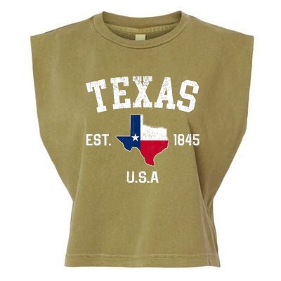 Vintage Texas Est 1845 Texas State Flag Map Texan Pride Garment-Dyed Women's Muscle Tee